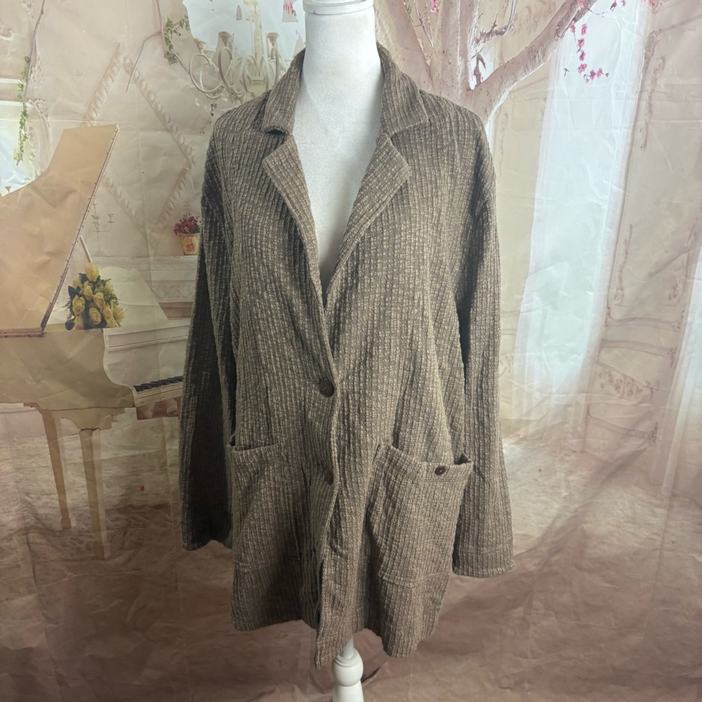 NEW Free People Beach Reign Textured Oversized Blazer in brown - Picture 5 of 11